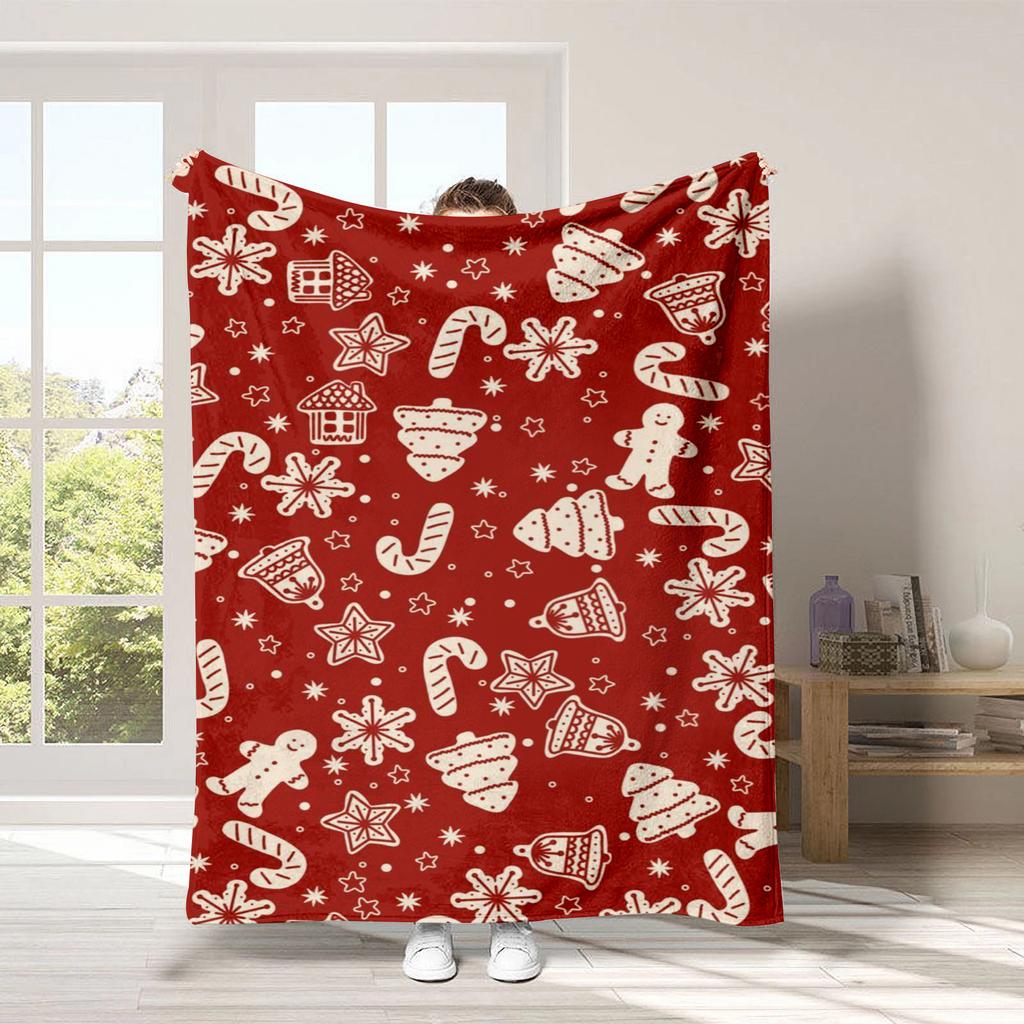 Christmas Cartoon Series Printed Blanket for Sofa Travel Camping Living Room Office Conditioning Blanket for All Seasons Gifts