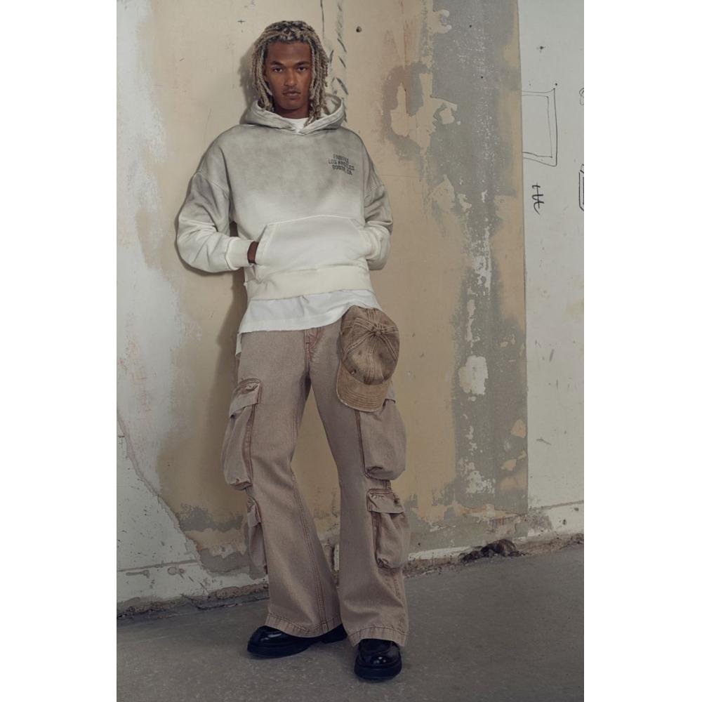 

H M Oversized Fit Print Hoodie Grey Fairfax