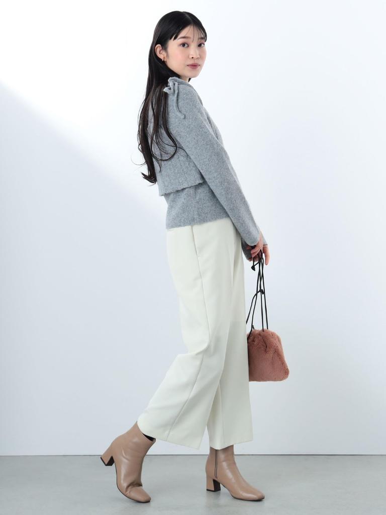 Beams Heart L/S Knit O Ribbon Cami Vest X PO Women's Gray One Size