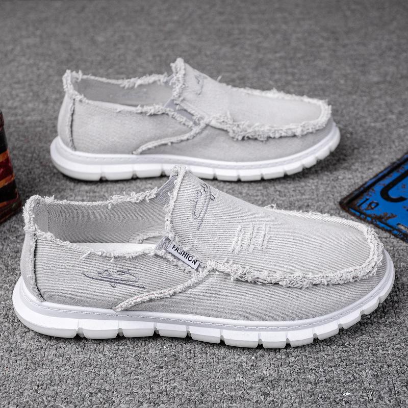 Canvas shoes men's new men's shoes autumn breathable soft sole one pedal men's casual cloth shoes men's