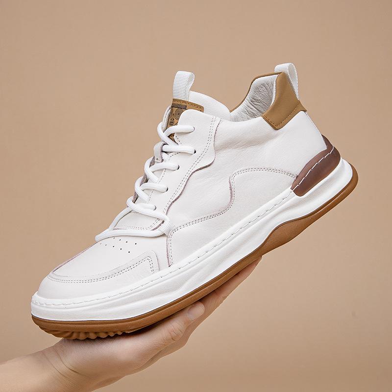 The first layer of cowhide high-top board shoes, new autumn cotton shoes, men's European station velvet men's shoes, platform sports and leisure shoes