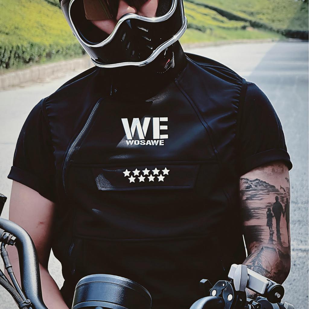 WOSAWE Winter Unisex Motorcycle Road Cycling Hybrid Fleece Water-Resistant Sports Outdoor Riding Thermal Vest