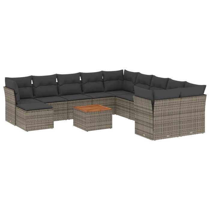 VidaXL Garden Lounge Set with Cushions 12 Pcs, Patio Sofas, Patio Furniture Set, Outdoor Furniture, Grey 3256312
