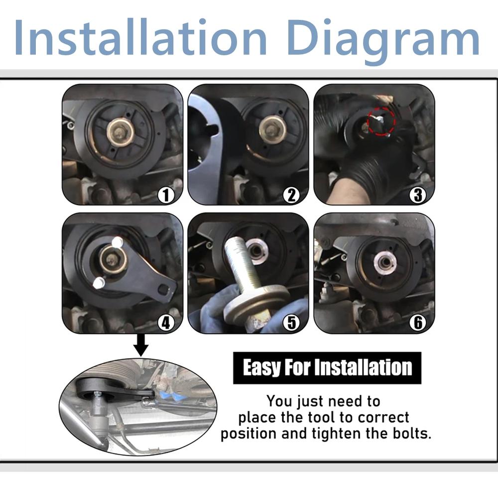 One Set Crankshaft Damper Pulley Holding Fixing device Crank Holder Tool with 2PCS Crank Bolts For Toyota For Lexus Black