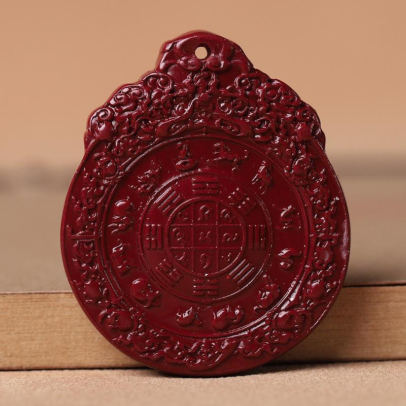 Imitation Cinnabar & Purple Gold Sand Heart Sutra Pendant – Maitreya Buddha & Guanyin Necklace for Men & Women
