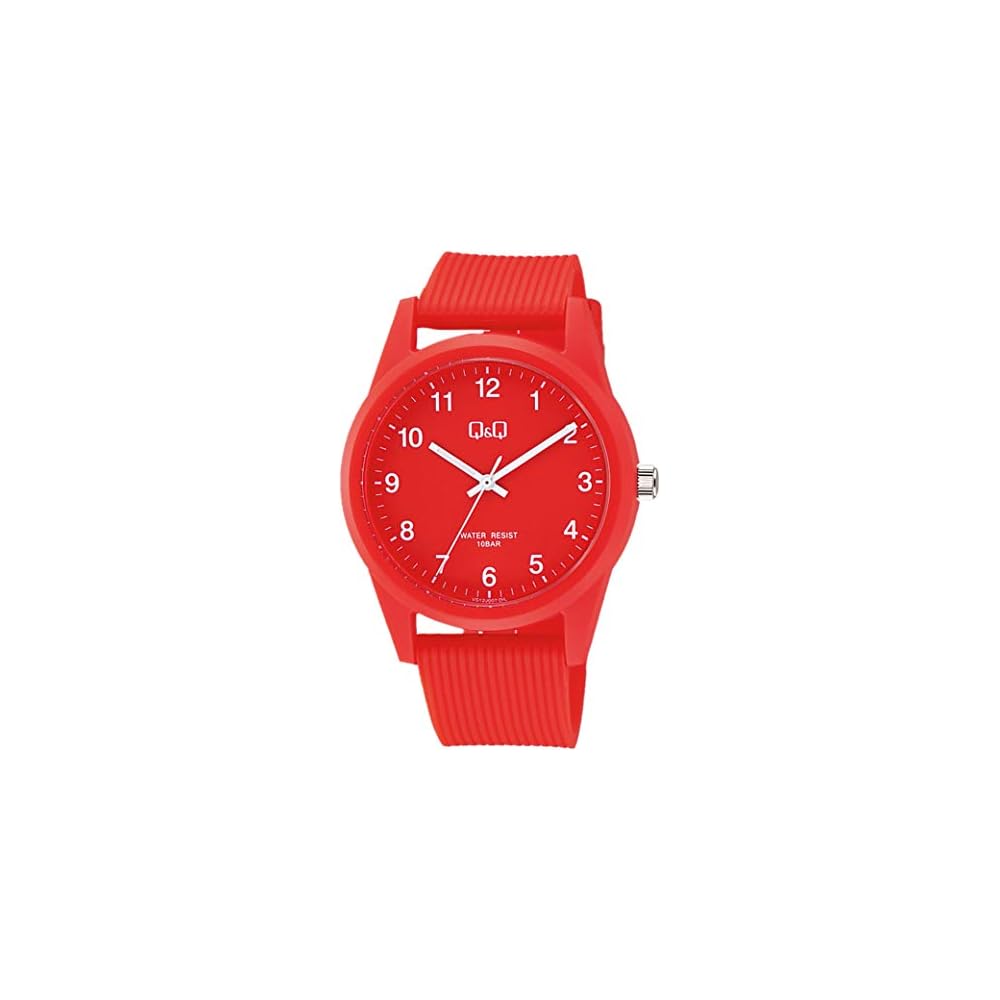 Citizen QQ Analog Waterproof Watch with Rubber Strap 40mm Red