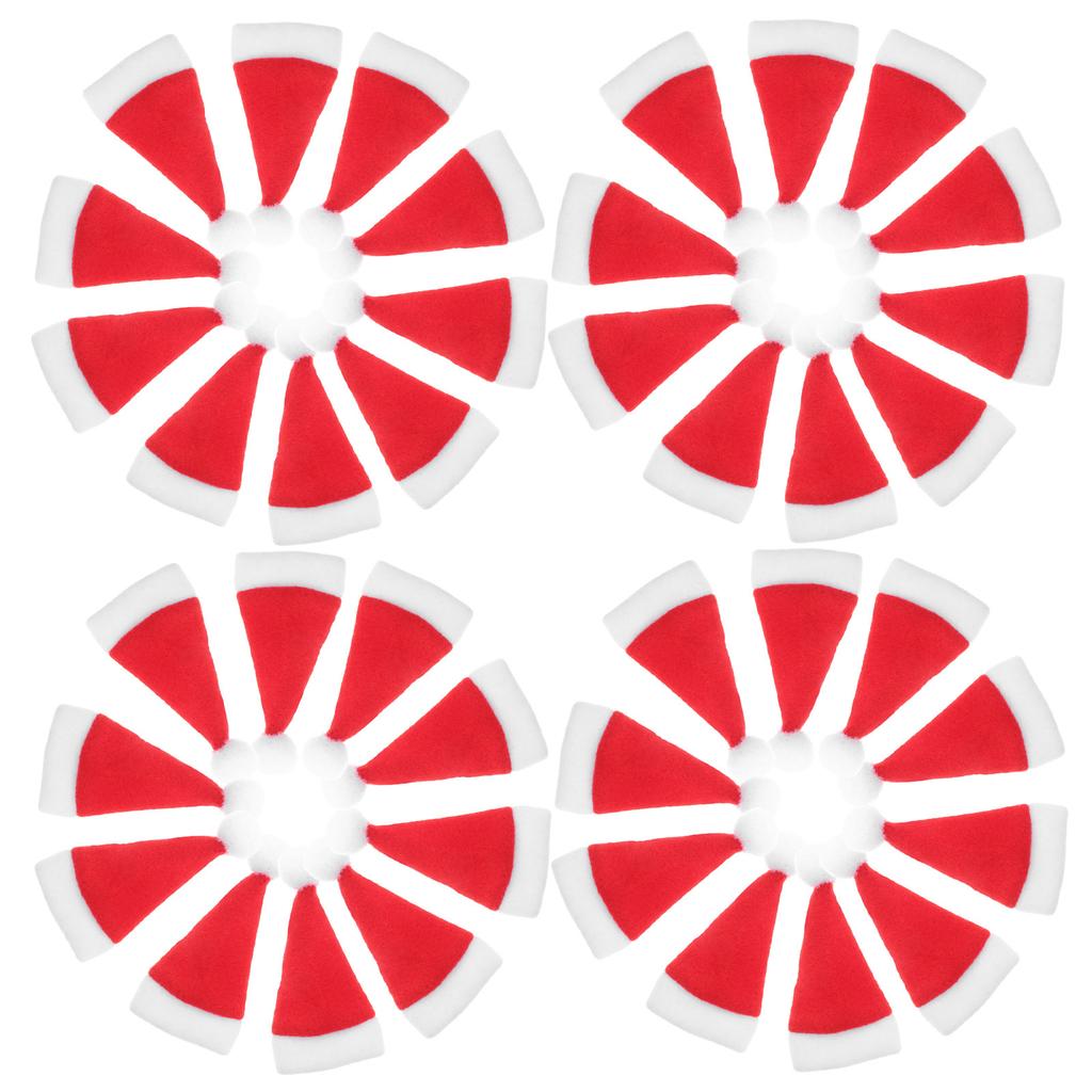 30Pcs Mini Santa Hats Rustic Festive Christmas Party Utensil Holders Lollipop Covers Wine Bottle Decoration Holiday Tableware