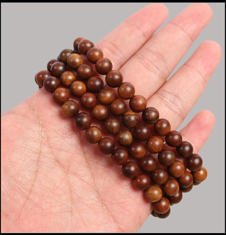 Prayer Beads Bracelet Meditation Buddhist Link Wrist Prayer Mala Rubber Prayer Beads for Men and 8mm Thunderbolt 108 Wood Necklace Women, Wood, Beads,