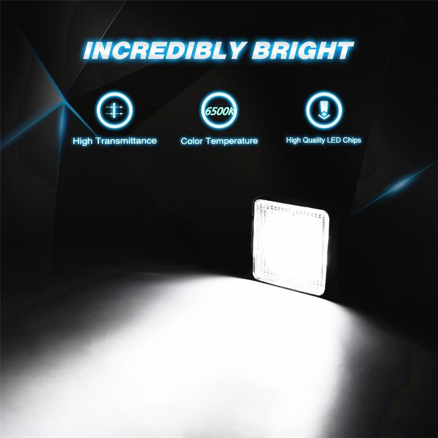 Pair 4.5Inch 9LED 45W 6500K Aluminum Square LED Work Light Fog Driving Lamp Offroad SUV Spotlight Bar Boat