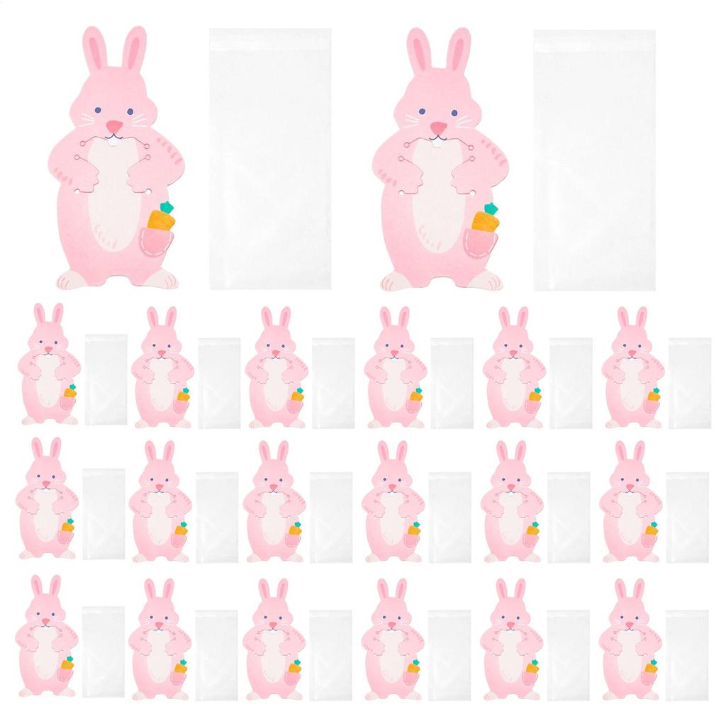 Easter Bags 20 Pieces Festive Party Supplies Pouches Bunny Treat Bags for Cookie Snack Toy Family Gatherings Classroom Exchange