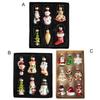 9 Pcs Christmas Ornaments Mini Resin Bear Tree Snowman Santa Xmas Tree Hanging Decoration for Winter Home Party Decor