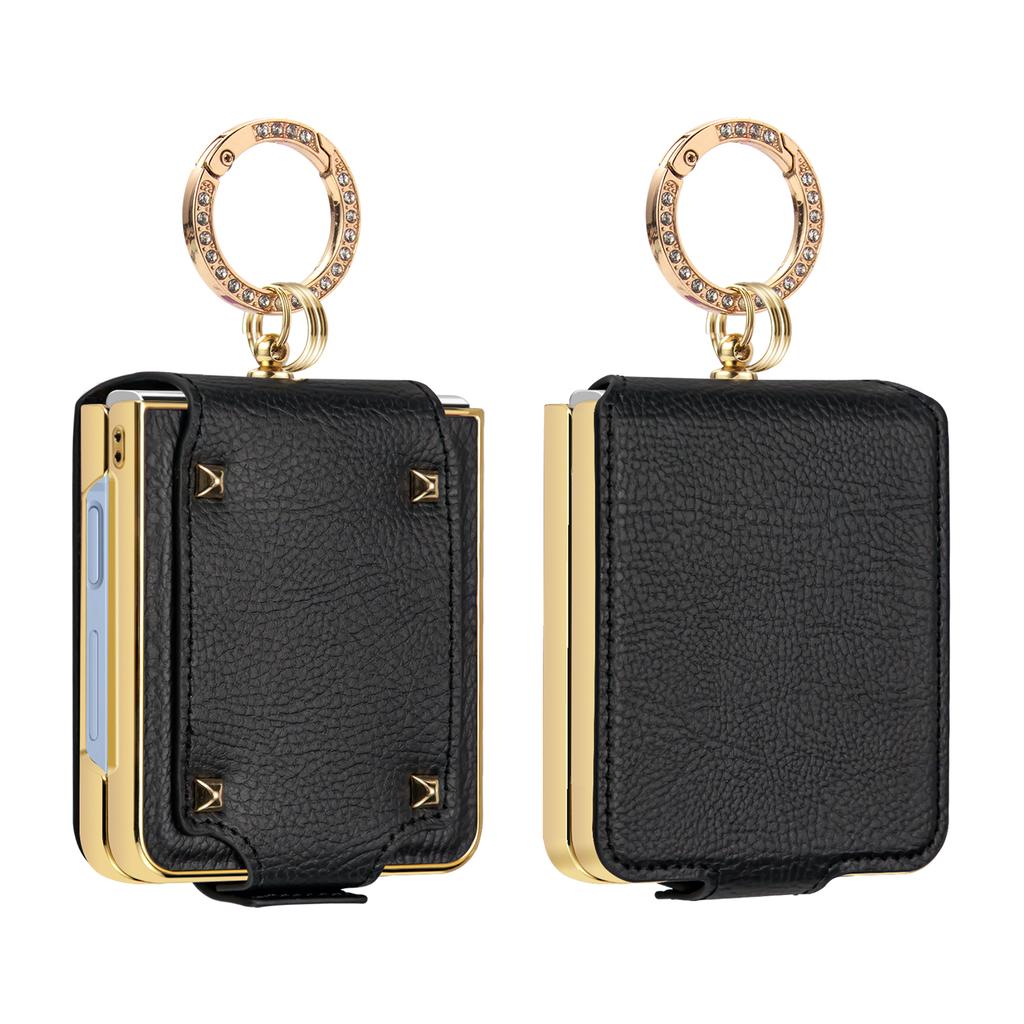 Für Samsung Galaxy Z Flip7 5G Hülle PU+PC Schutzhülle mit Fingerhalter