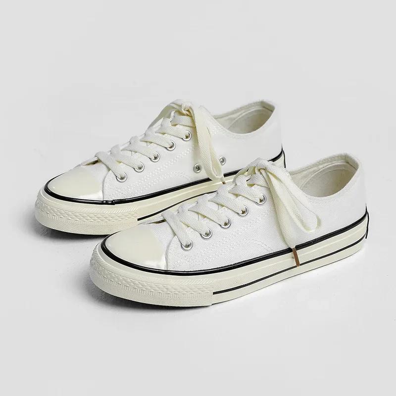 Fashion New Arrival Summer Fashion Women Flats Shoes All Black White Red Casual Shoes Womens Canvas Sneakers Lace-Up Shoes