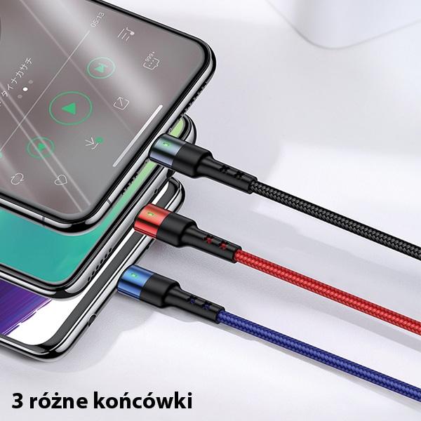 Kabel 3w1 USAMS 0.35m Szybkie ładowanie Pleciony 2A