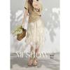 Mishow Romantischer Spitzen-Chiffon-Midirock