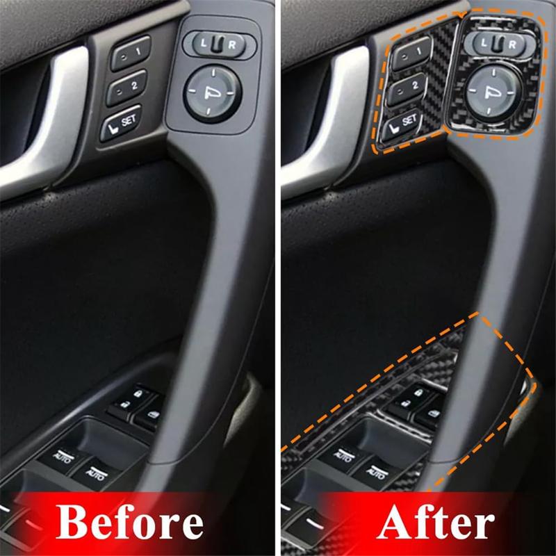 A87Q-Window Lift Switch Button Panel&Mirror Switch Cover&Seat Memory Trim for Acura TSX 2009-2014 LHD Carbon Fiber