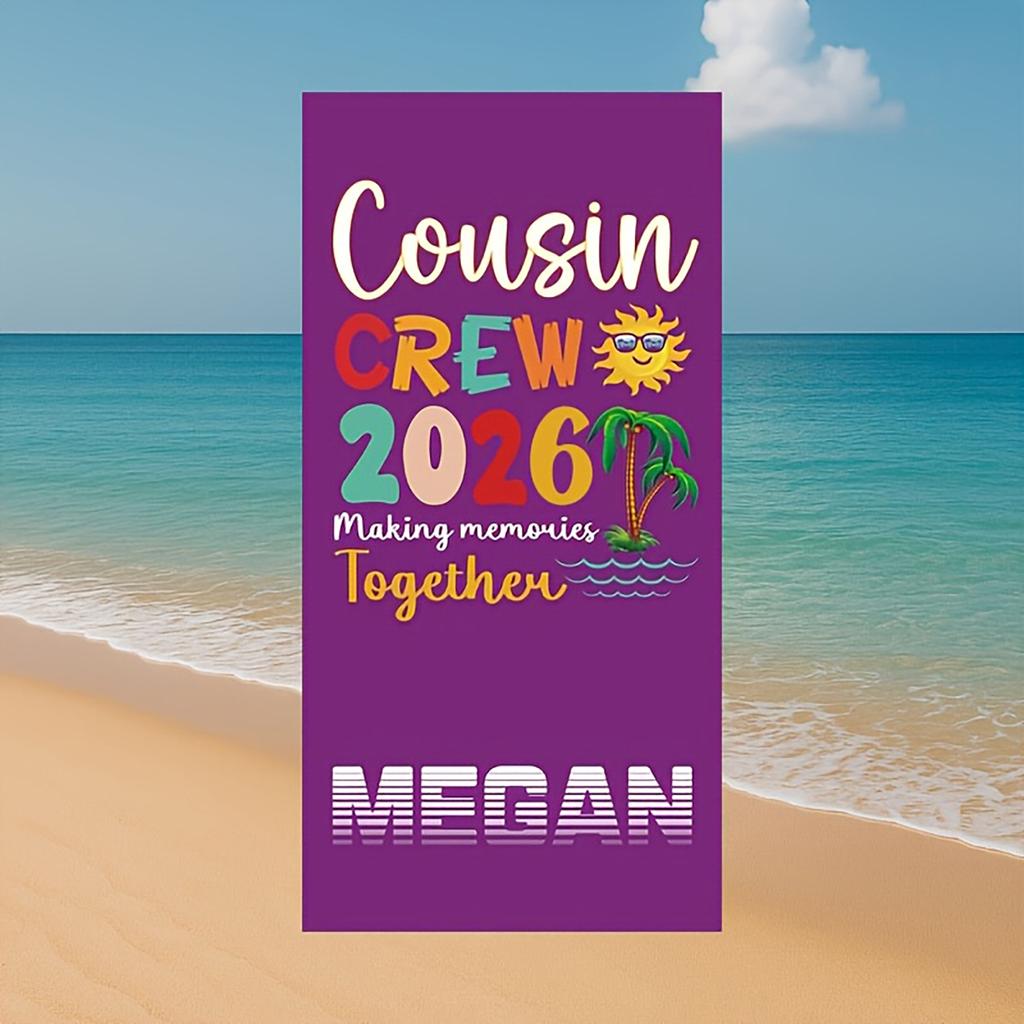 Personalized Crew Beach Towel Custom Name/Logo Oversized Microfiber Towel Summer Gift for Family Reunion, Vacation, Pool Party