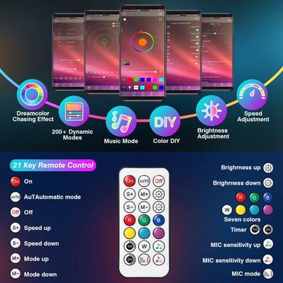 Neon Car Flexible Underglow Strip Light LED Underbody Ambient Light with App Control RGB Auto Atmosphere Decorative Lamps 12V