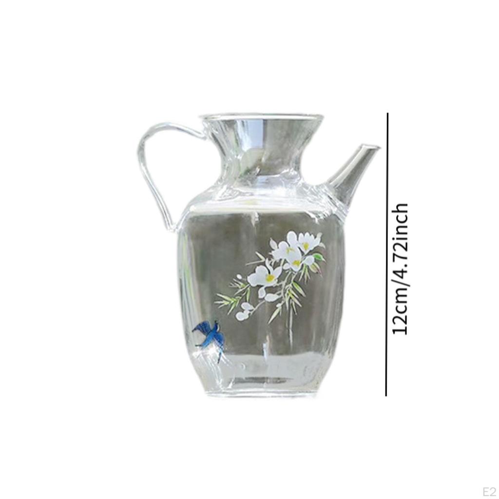 300ml Glass Teapot Cold Water Kettle, Portable Iced Tea Pitcher, Clear Kettle for Flower Tea,