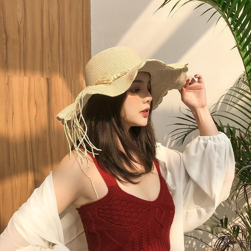 Straw hat women's summer beach big eaves seaside outing sun hat new sun hat sun protection summer hat