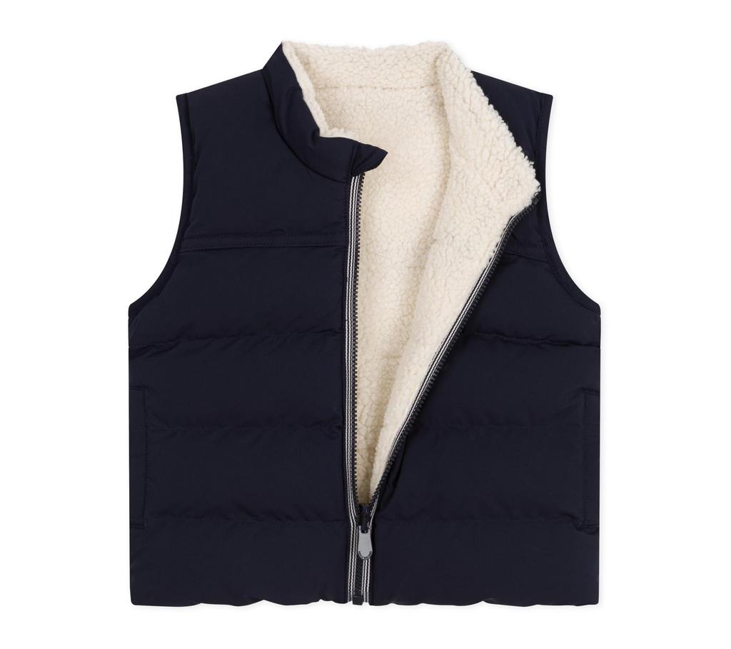 Petit Bateau Reversible Quilted Vest Size 36 95cm A0DU5, Navy/Off-White, Months,