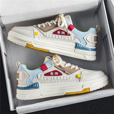 Męskie buty codzienne w stylu koreańskim, wygodne buty na platformie, nowe letnie męskie oddychające sznurowane buty wulkanizowane, zapatillas