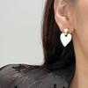White Enamel Heart Pendants Women Hanging Earrings Gold Metal Top Dangle Earrings Temperamental Heavy Love Heart Decor