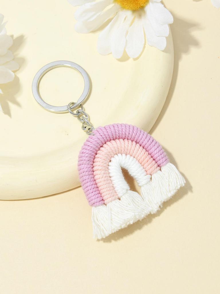 Handmade Cotton Rainbow Tassel Keychain Charm