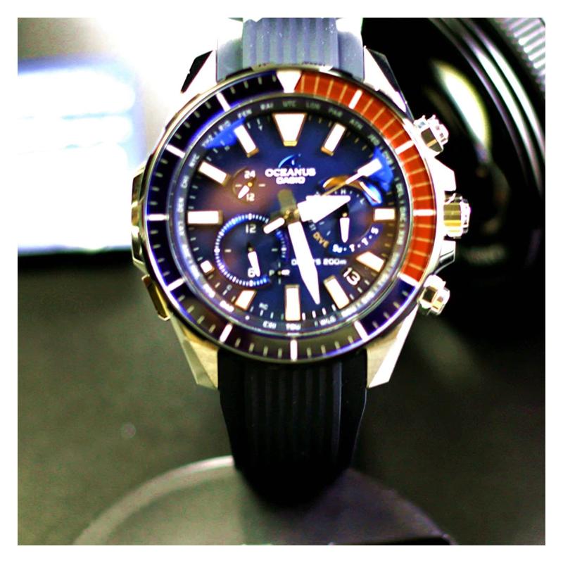 Casio OCEANUS Series-Disc Multi-Function Pointer Series CACHALOT Diver Solar Watch Bluetooth Function Solar Movement Resin Strap OCW-P2000C-2A