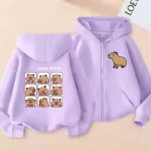 Funny Kids Capybara Zip Up Hoodie Children's Hoodie Zipper Children Capibara Sweatshirt Manga Clothes Kid Girl Boy Top Hoody