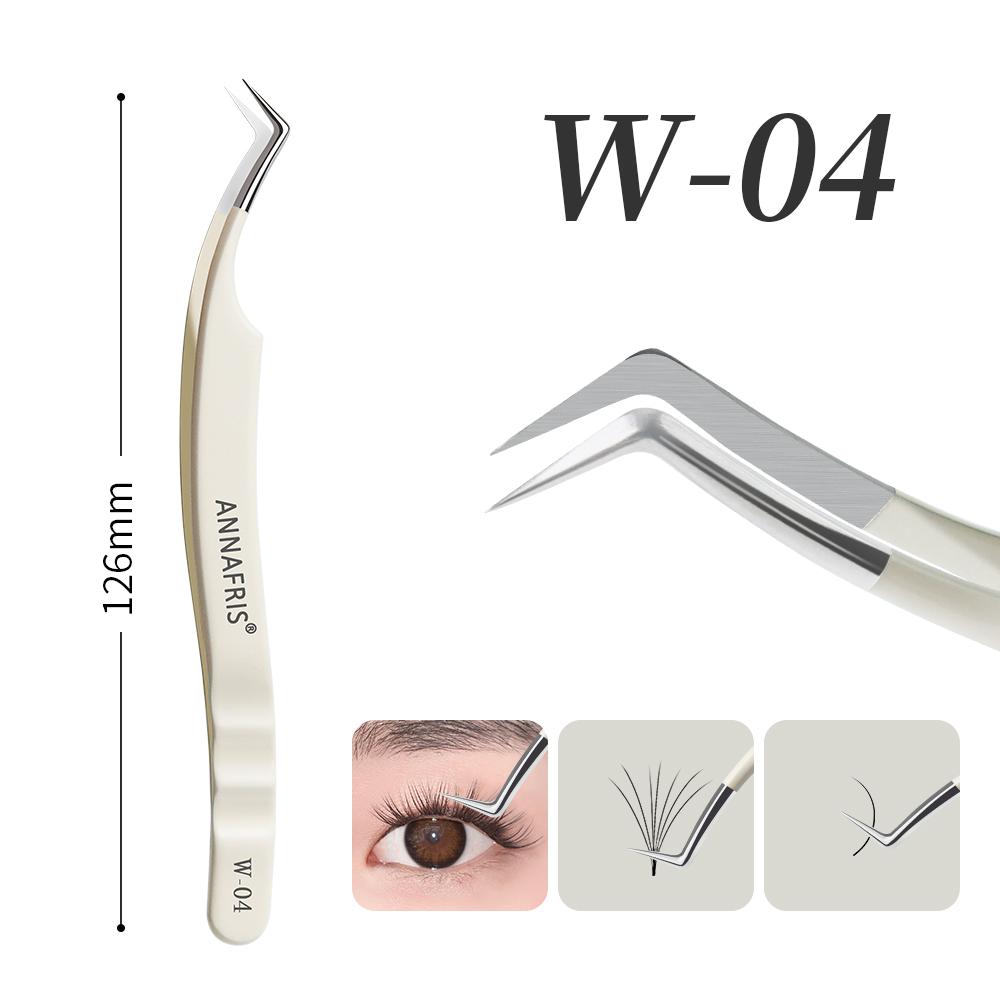 ANNAFRIS Stainless Steel High Precision False Eyelash Tweezers Straight Curved Pointed Tip Tweezers Lash Extension Makeup Tools