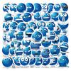 100 Wasserdichte Blaue Emoji Meme Sticker für Laptops & Koffer