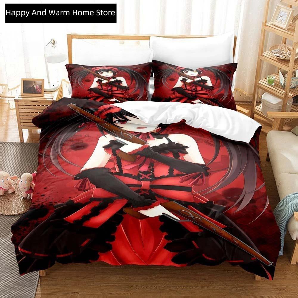 3D Anime Kawai Young Girls Date A Live IV Beding Set Single Twin Ful Quen King-Sized Dimensionsd Dimensions Bed Linen Set Adult People Young Boys