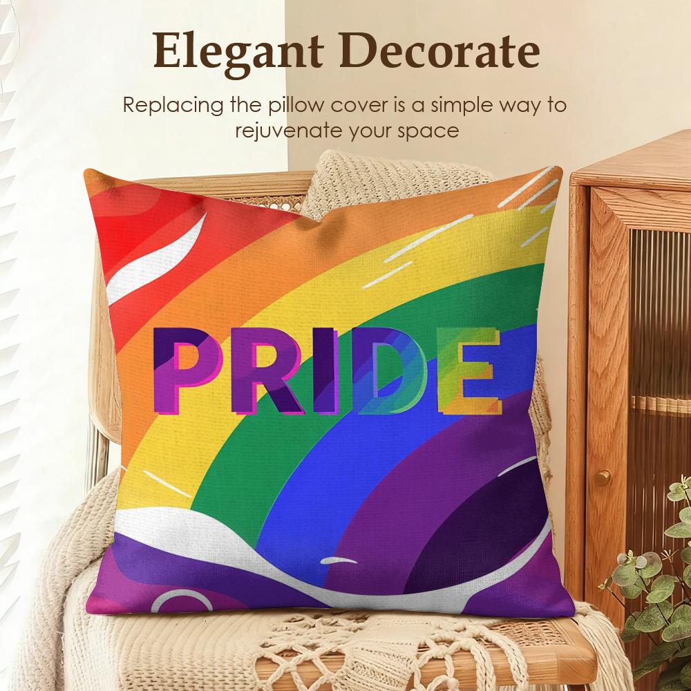 Cool Lgbt Pattern Cushion Cover Natural Linen Organic Fabric DoubleSided Printing Sofa Home Decor Gift Pillow Case
