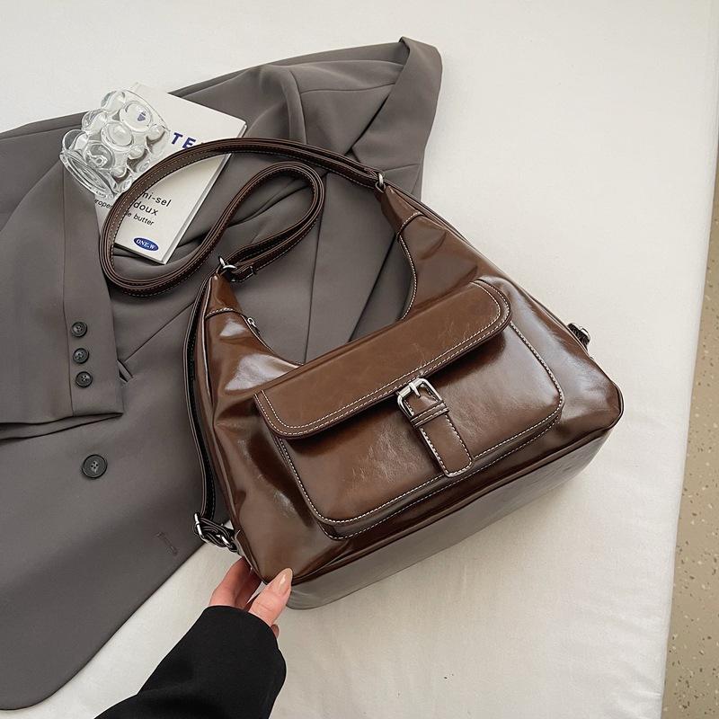 

Корейский тренд однотонная сумка на плечо из масляной вощеной кожи модная повседневная простая сумка-мессенджер для работы, женский рюкзак для учебы 31*12*34