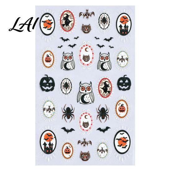 Gothic Nail Art Accessories Women Stickers for Halloween Spooky Ghost Pumpkin Spider Web Bat DIY Manicure Thorns Decal Supplies Holiday Party