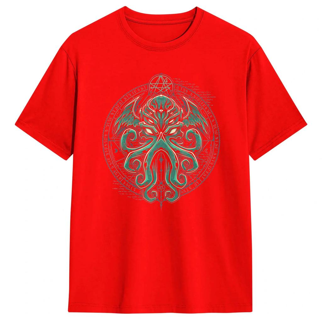 Casual Japanese Cthulhu Sea Creature Artwork TShirt for Unisex Crew Neck Pure Cotton T Shirts Short Sleeve Tee Shirt Plus Size