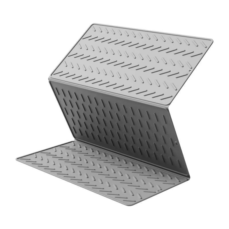 Foldable Silicone Drain Pad Drying Mat Pots Dish Drain Mat For Kitchen Tableware Waterproof Heat Resistant Non-Slip Mats Pad One size fits all серый 5080₽