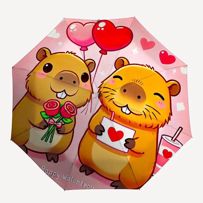 1pc Love Bears Valentine's Day Heart Umbrella with Plastic Handle,Compact & Stylish,Suitable for All Seasons Home Travel Outdoor N068