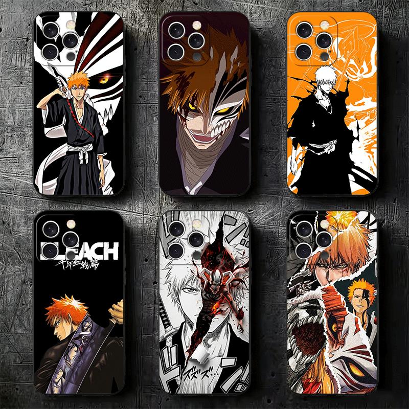 Custodia morbida per telefono Bleach Kurosaki Ichigo per iPhone 16 16E 17 Air 15 Pro Max 14 Plus 13 Mini 11 12 7 Cover Nera Guscio Posteriore
