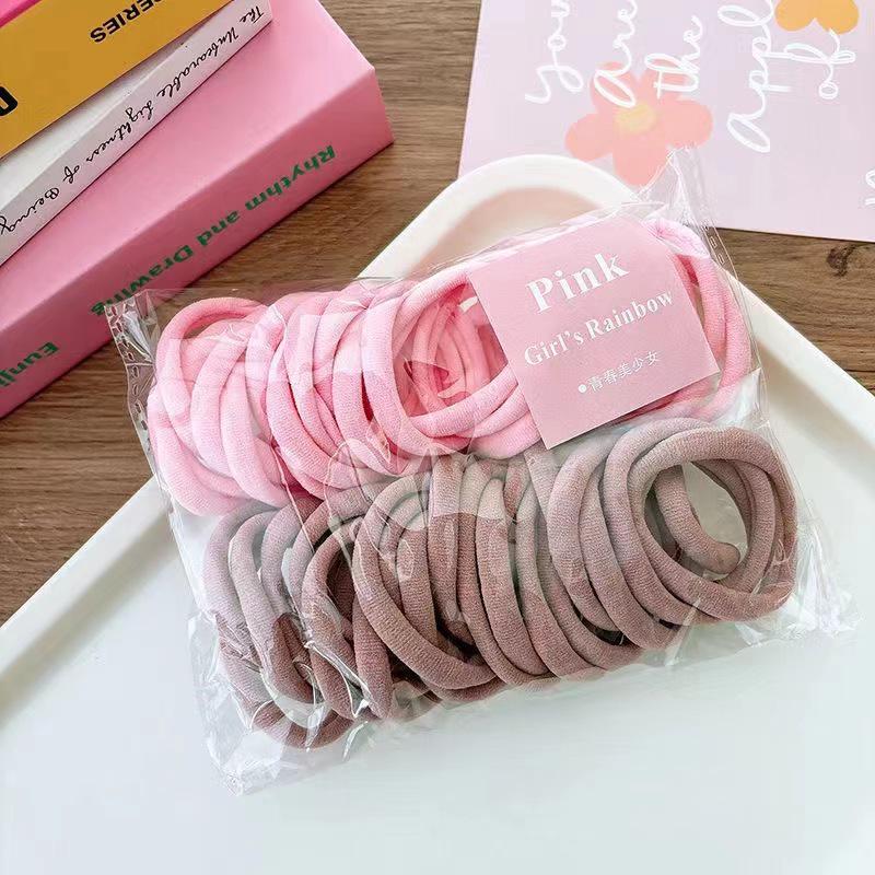 In-stock 50-piece Gradient Hair Ties Set - High Elasticity Seamless Colorful Ropes for Girls