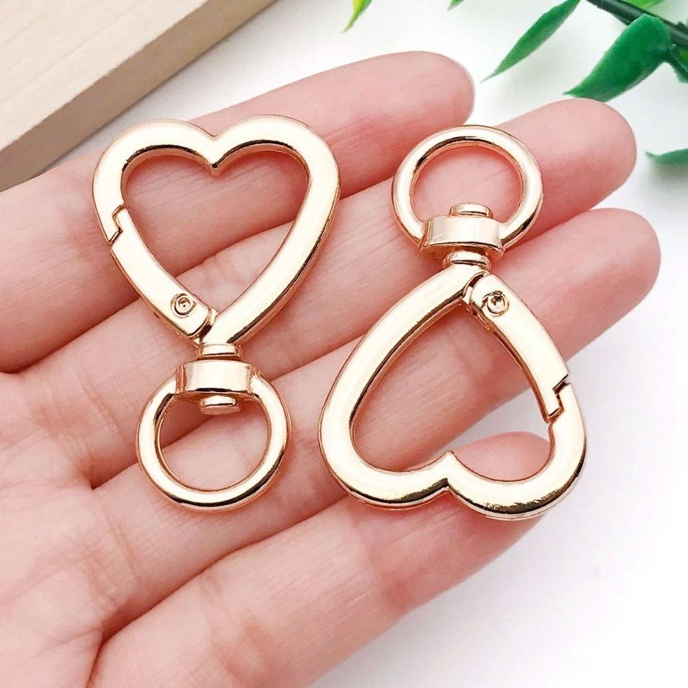 Alloy Material Heart Spring Gate Rings Heart Shape Rotation Design Openable Keychain Openable Feature Snap Closure