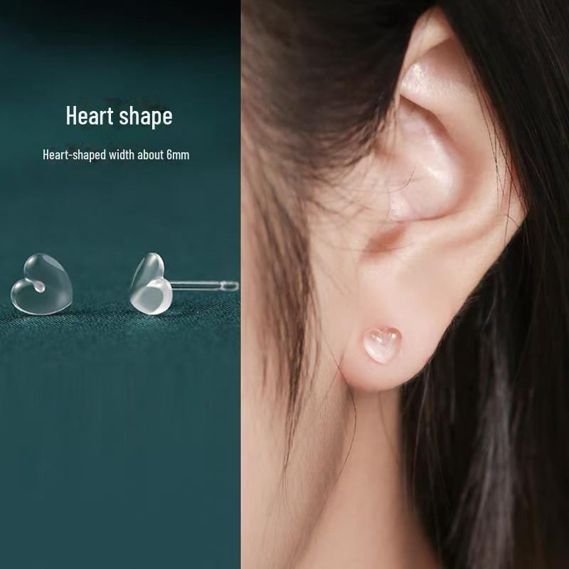 Clear Resin Earrings with Soft Glue & Invisible Ear Care for Students