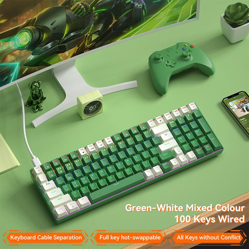 New Arrival 100 Keys Red Switch Hotswap Trading Wired Gaming Mechanical Keyboard for Desktop Laptop