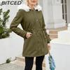 BITCED Autumn/Winter Detachable Fur Collar Women's Parka Long-Sleeved Hooded Cotton Coat Fleece Overcoat