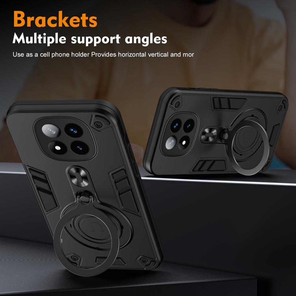 NEW 360 ° Rotating Metal Car Bracket Ring Reverse Magsafe Magnetic Armor Phone Case For REDMI Note 14 Pro+ Note14 Pro+ 5G 14C