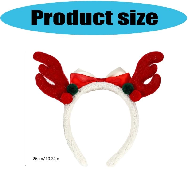 Festival Plush Elk Hairband With Bowknot For Christmas Party And Family Gatherings Comfortable Holiday Hair Accessory