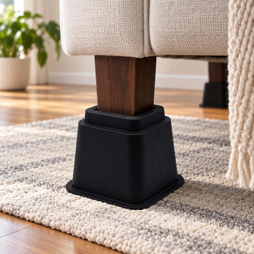 4 Pieces Furniture Riser with Flared Base Floor Protecting Sofa Elevators Stable Bed for