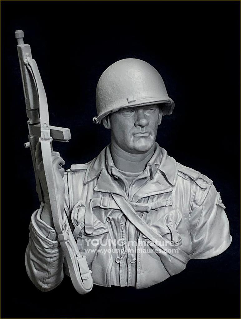 Young Miniature Amerikanischer Soldat des 2. Ranger-Bataillons der Normandie 1944 Büste aus Resin Bausatz YM1898 1/10