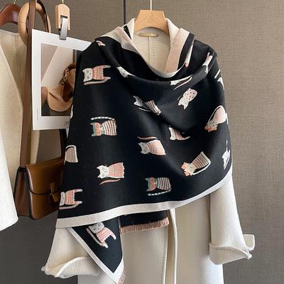 Korean Cat Fashion Imitation Cashmere Scarf, Women's Winter Korean Edition Versatile Student Thickened Neck Shawl